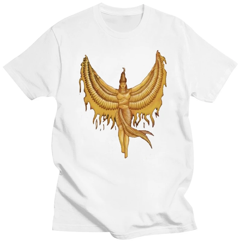 

Мужская хлопковая футболка, черная футболка с принтом богини Исиды, Египта и крыльев Феникса, 2018