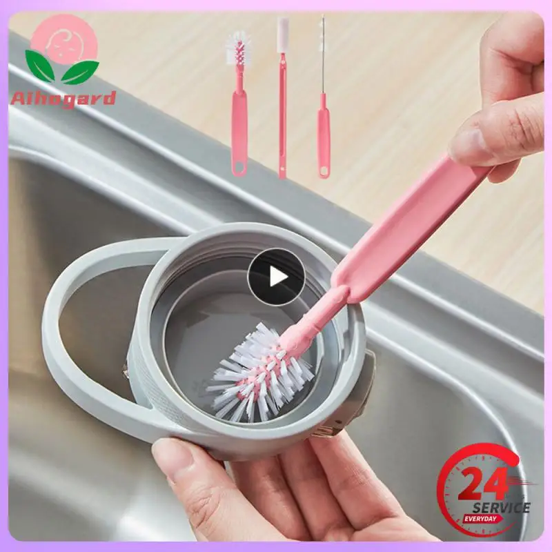 

Milk Bottle Brush Non Damaging Cup Utensils Style Modern And Minimalist Straw Washing Brush Not Easy To Loosen Kitchen Tool Pink