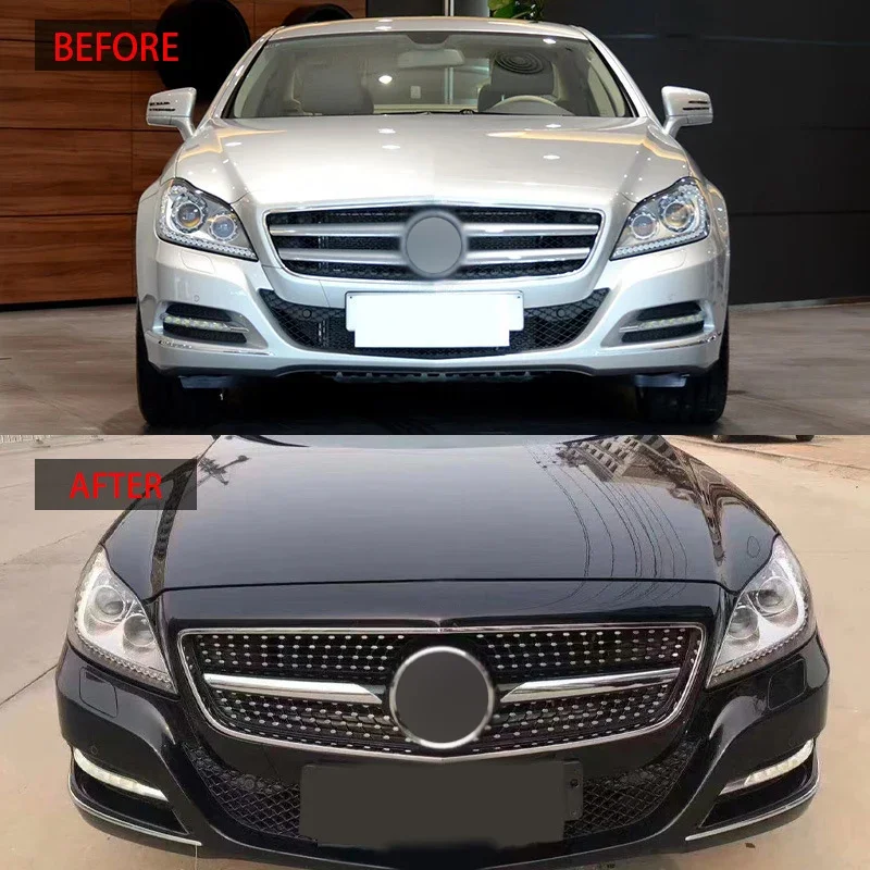 Фото Для Mercedes-Benz W218 CLS Class CLS300 CLS320 CLS400 CLS350 CLS500 2011 2012 2013 2014 Решетка переднего бампера в ромбовидном стиле №2