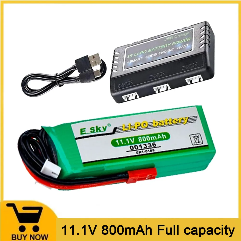 Фото LiPo аккумулятор 800 мАч 11,1 В + зарядное устройство для Esky EK1-0188 001336 Big LAMA E020/E515A №1