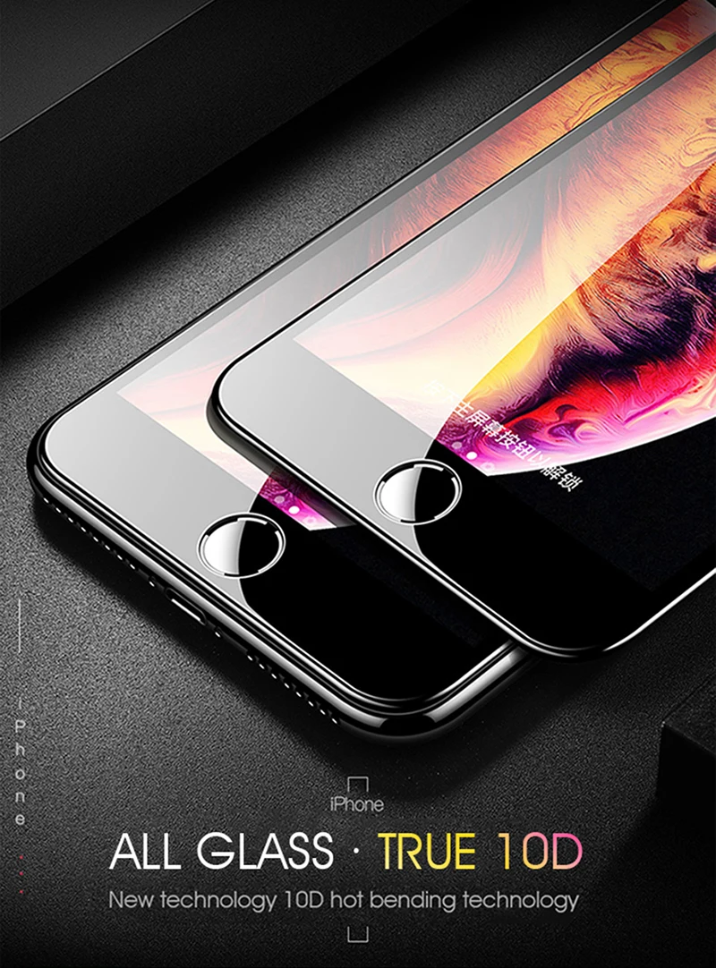 20/50pcs 10D Tempered Glass for iPhone 14 13 Pro Max Screen Protector For iPhone 12 X 7 Plus Full Curved 9H Hardness Glass