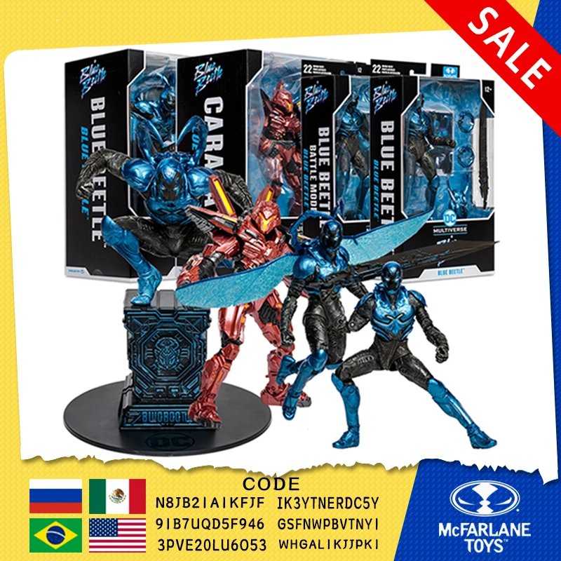 

McFarlane! DC Blue Beetle Movie Bundle (4) Figures 18cm/30cm Action Figure Toys Blue Beetle in Battle Mode Carapax Mega Figure
