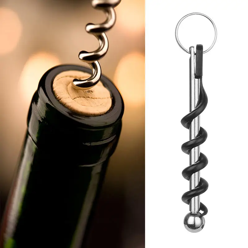 3Pcs Bottle Opener Outdoor Mini Cork Screw Red Wine Keyring Tool Multi-functional Camping Equipment