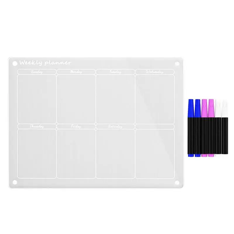 

Магнитный акриловый прозрачный календарь для холодильника, магнитный сухой стираемый календарь, белая доска, акриловая магнитная сухая