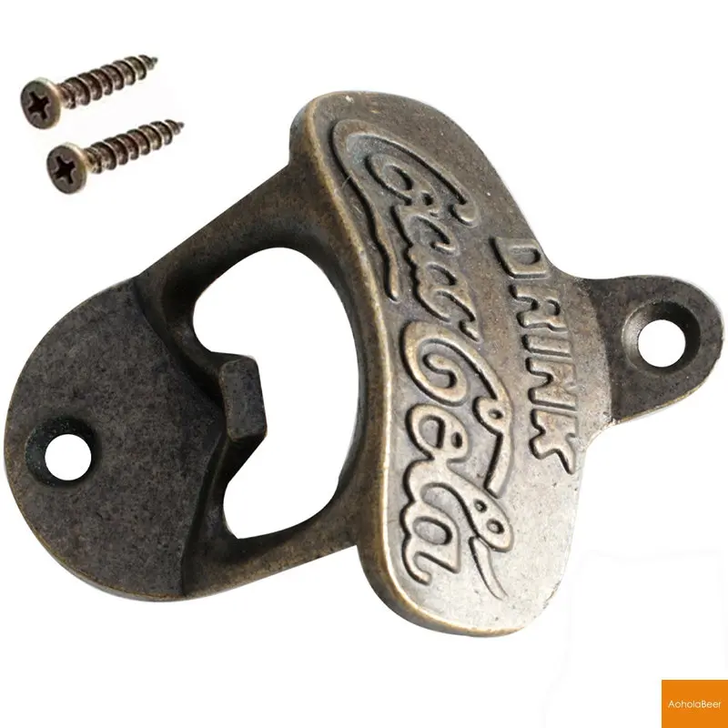 New Design Alloy Bottle Opener Wall Mounted Vintage Retro Beer Tools Accessories Green Bronze with Screws Bar Decoration |