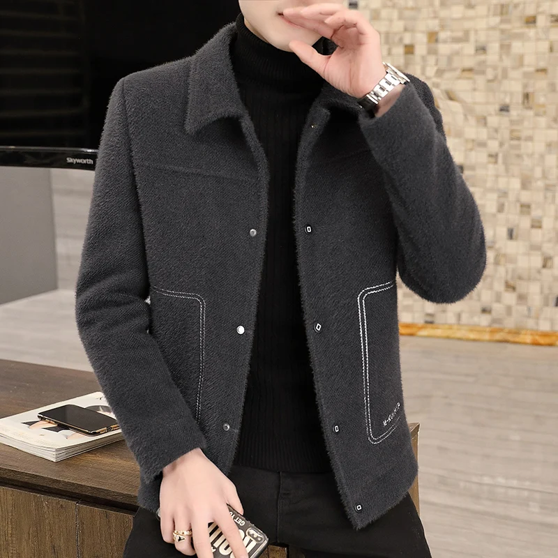 2022 Autumn Winter Wool Blends Jacket Men Solid Color Casual Business Short Trench Coat Streetwear Overcoat Social Men Clothing