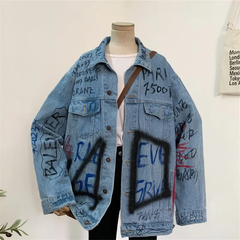 Куртка женская джинсовая в ковбойском стиле винтажная Свободная куртка средней