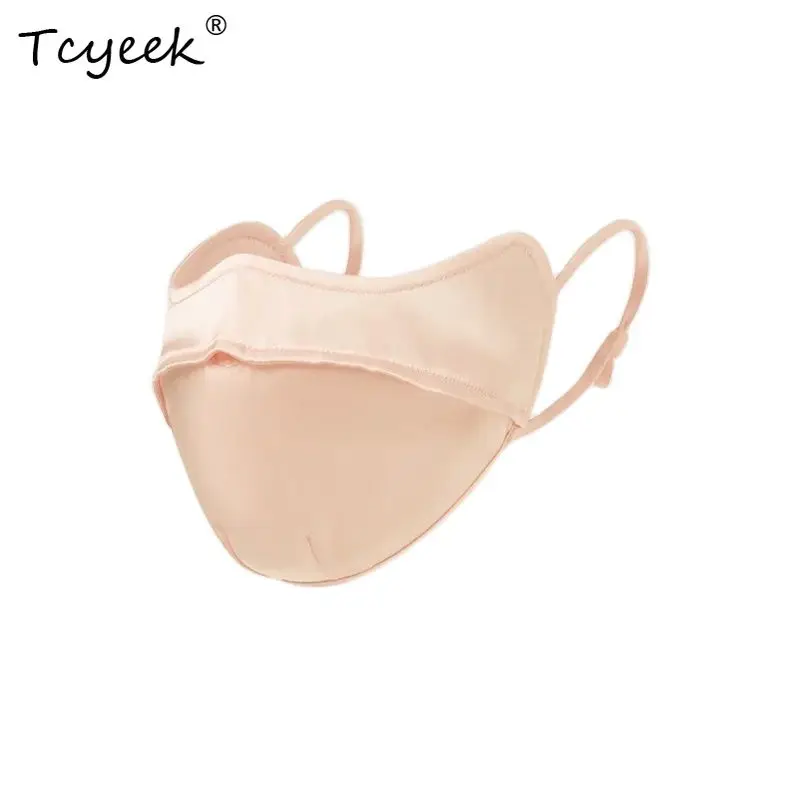 Фото Tcyeek, 100% настоящие шелковые маски, солнцезащитный крем унисекс, защита от ультрафиолета, дышащая спортивная велосипедная тонкая маска для лица, лето-осень A48056QC №2
