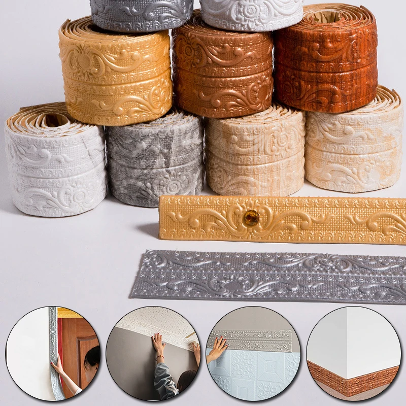 New Waistline Baseboard Self-adhesive Three-dimensional Wall Sticker 3D Foam Edge Banding Frame | Дом и сад