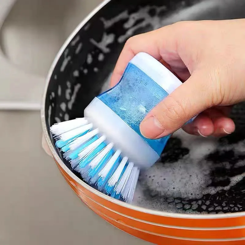 

Kitchen Dishwashing Brush Dish Scrub Brush Dish Scrubber Bubble Up Brushes with Soap Dispenser for Vegetable Utensils Cleaning