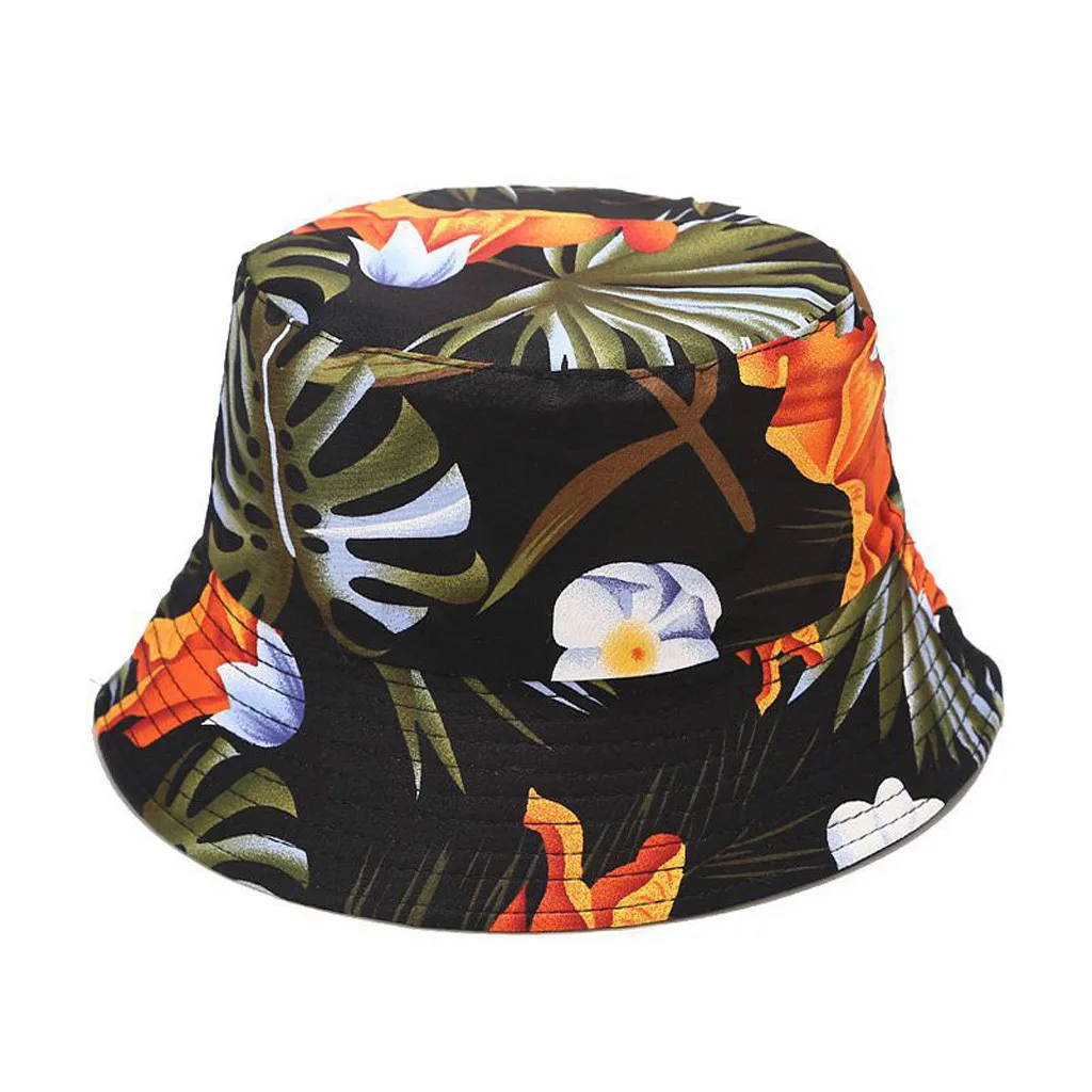 

Floral Print Men Women Bucket Hats Two-sided Foldable Anti-sunburn Unisex Bucket Sun Hat Wide Brim Japanese-Style Adults Cap