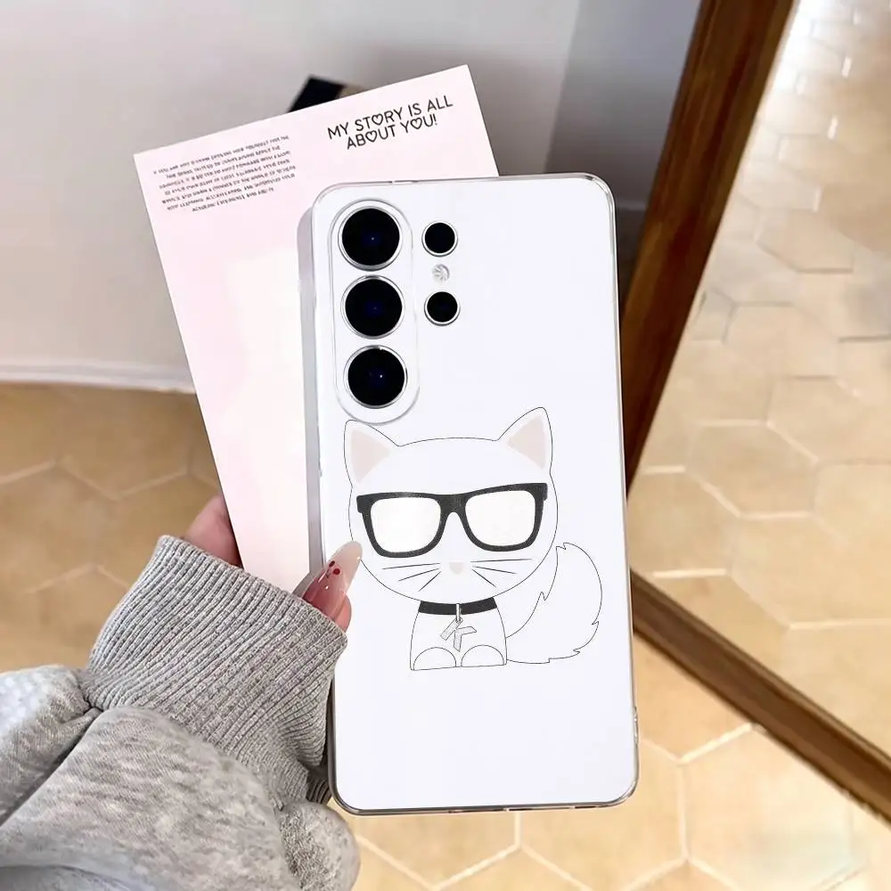 Прозрачный чехол для телефона K-Karls Lagerfelds Cat Gift для Samsung S25, S24, S21, S22, S23, S30, Ultra, S20, Plus, FE, Note, 10, 9, 5G (art.: 3920db8fde668) - 3920db8fde668