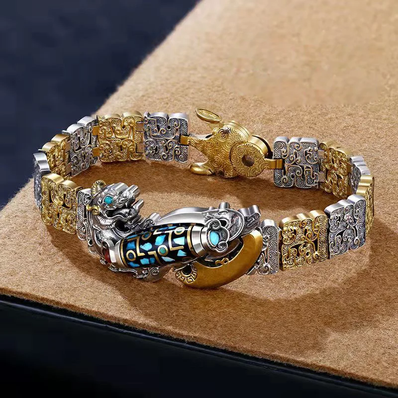 

The New Nine-eyed Dzi Bead Brave Bracelet Men's Transfer Retro Personality Trendy Atmosphere National Trend Niche Design