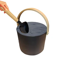 7l sauna aluminum bucket large capacity sauna barrel with spoon set portable sauna bucket with long wood handle ladle bath