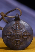 2 tibetan temple collection old bronze cross vajra jiugong gossip card amulet pendant buddha beads town house exorcism