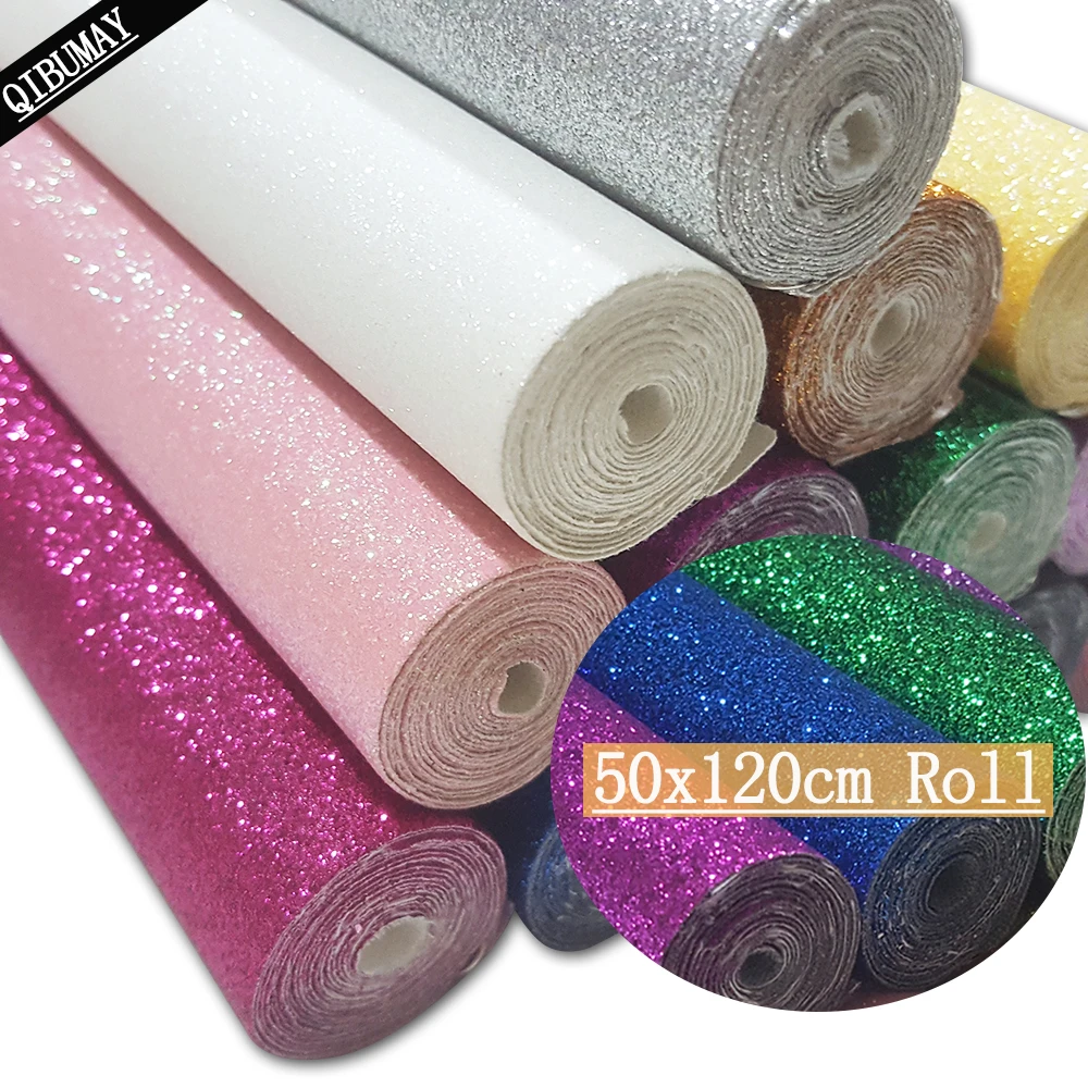 50x120cm Solid Color Glitter Fabric Roll Golden Silver Shiny Faux Leather By Yard Craft Material For Bag DIY Hairbow Accessories