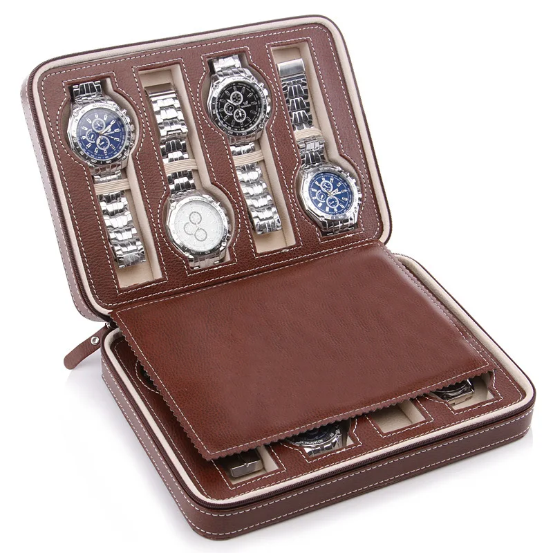Watch Case Storage Bag 2-Digit 4-Digit 8-Digit Watch Storage Bag Watch Case Leather Bag Portable Watch Zipper Bag