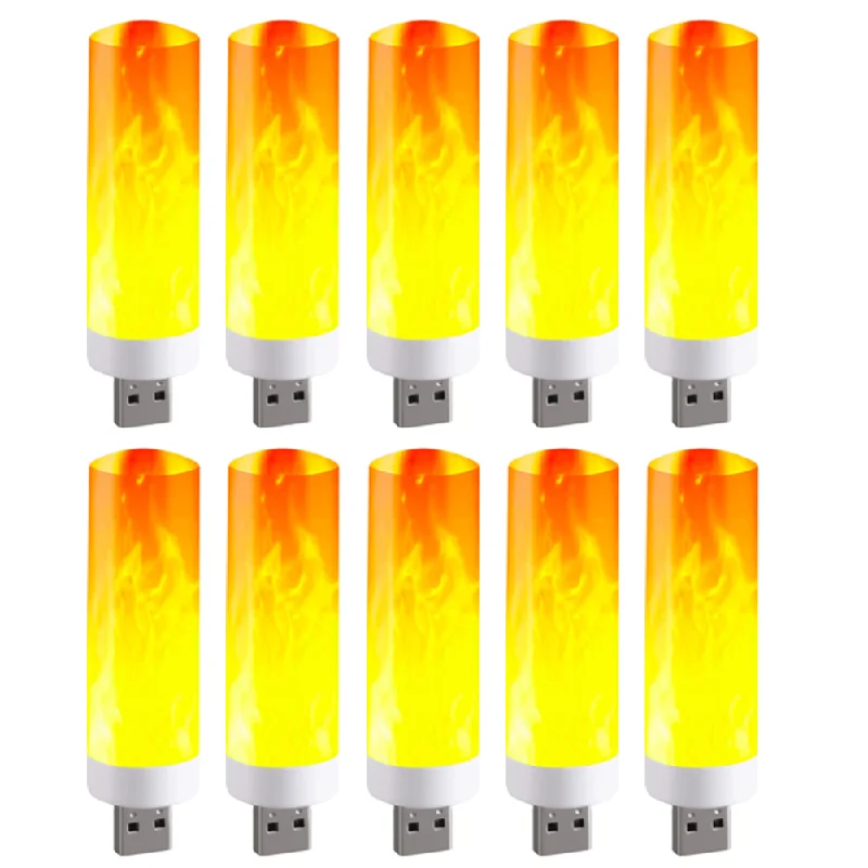 

10 pcs LED Flame Effect Fire Light Bulbs Flickering Fire Simulated Lamps USB Base DC 5V for Christmas halloween birthday party