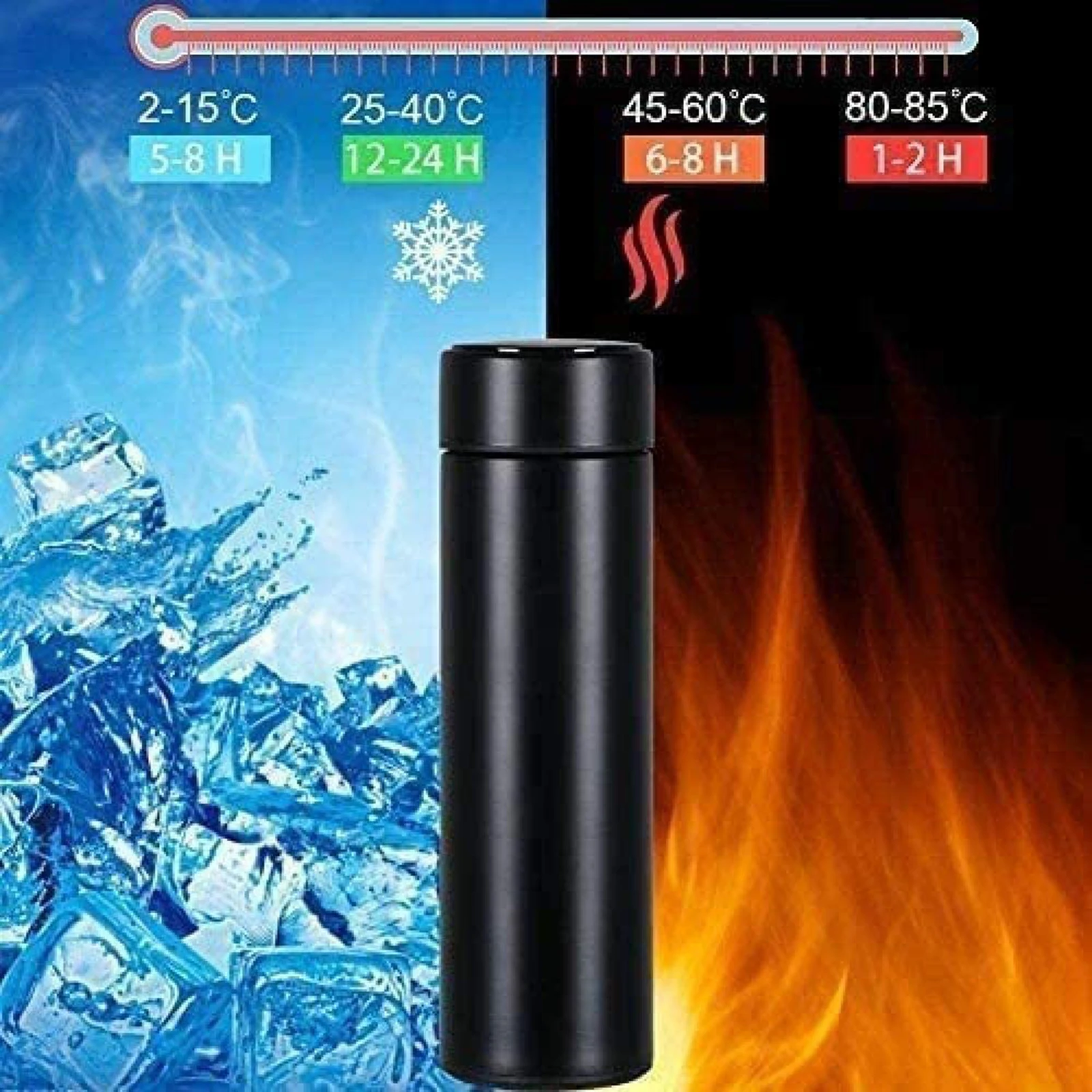 

500ml Water Bottle Vacuum Insulated Mug 304 Stainless Steel Led Touches Screen water coffee drinks convenient