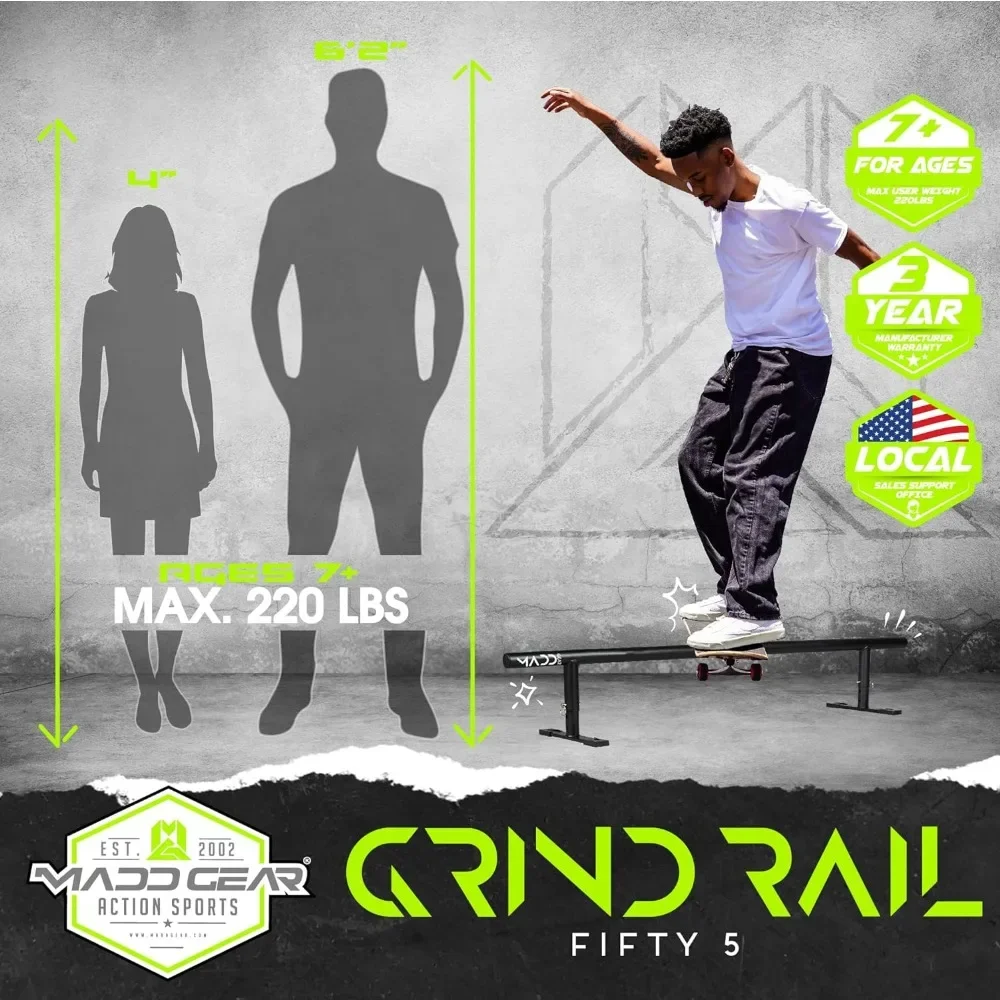 55-дюймовая длинная плоская направляющая для скейтборда — сверхпрочный круглый