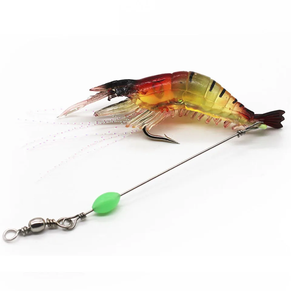 

1pc Luminous Shrimp Lure Silicone Artificial Bait 80mm Soft Plastic Lures With Hooks Carp Wobbler For Fishing