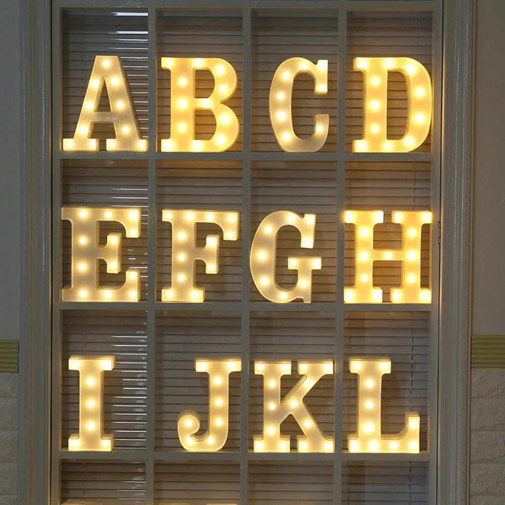 

English Letter LED Night Light Alphabet Number Lamp Creative DIY Luminous Lights Romantic Wedding Birthday Party Decoration