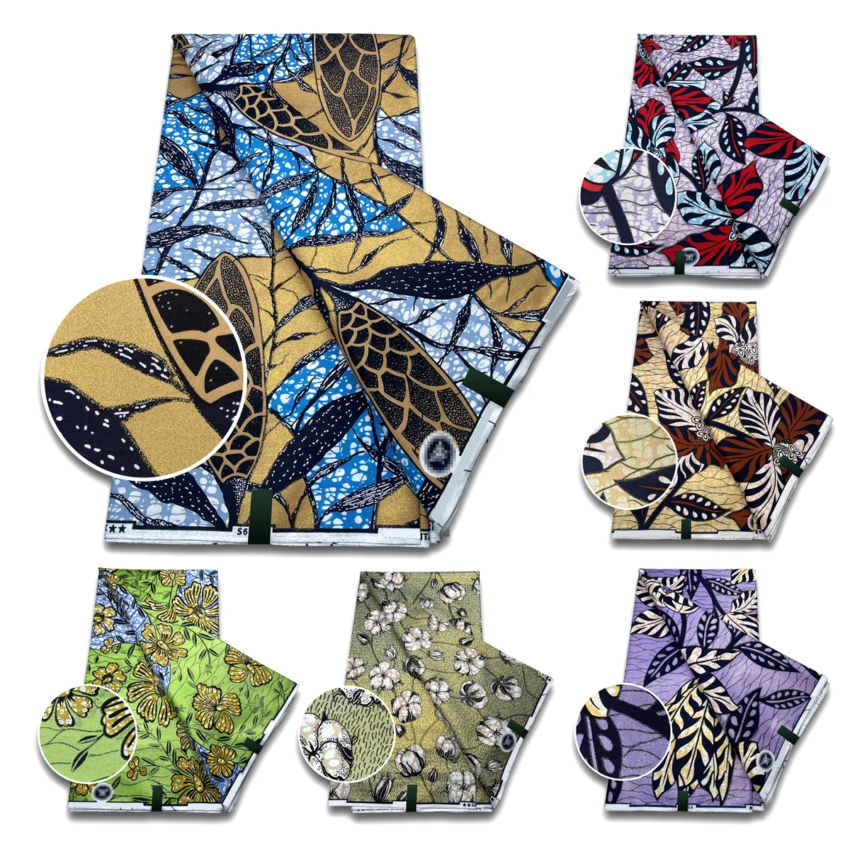 

Африканская ткань из натурального воска, 100% хлопок, высокое качество, Нигерия, Анкара, воск, батик, сделай сам, ткань, драгоценный настоящий золотой принт, батик