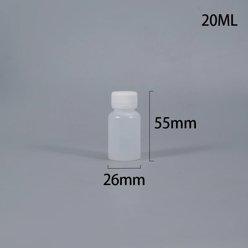 

10 Pcs 20ML Round Plastic Bottle With Scale Food Grade HDPE Container Liquid Reagent Refillable BottleTranslucent