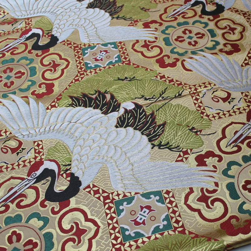 

NO50 2023NEW Crane Jacquard Dress Fabric Cheongsam Unique Party Evening Dress Stage Wedding Decoration Clothings DIY Accessories