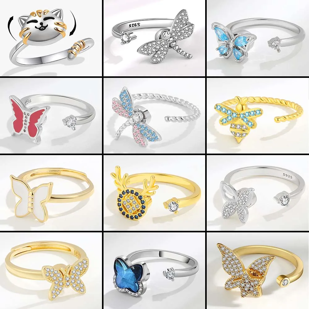 Корейские ювелирные изделия вращающееся кольцо с тревожностью для женщин милые