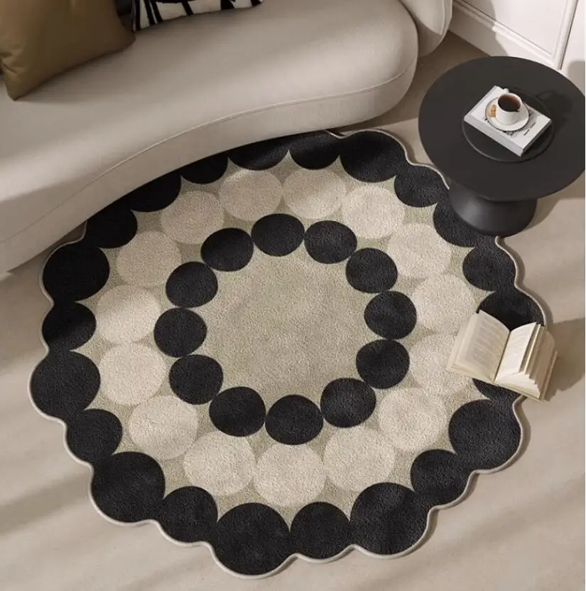 

Необычная форма, цветочный ковер, скандинавский флисовый декоративный плюшевый ковер для гостиной, Круглый нескользящий коврик, пушистые мягкие коврики для спальни
