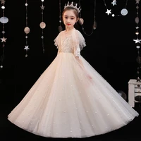 kids dresses for girls party wedding long dress sequins beaded embroidery children pageant gown girls princess whitetulle dress