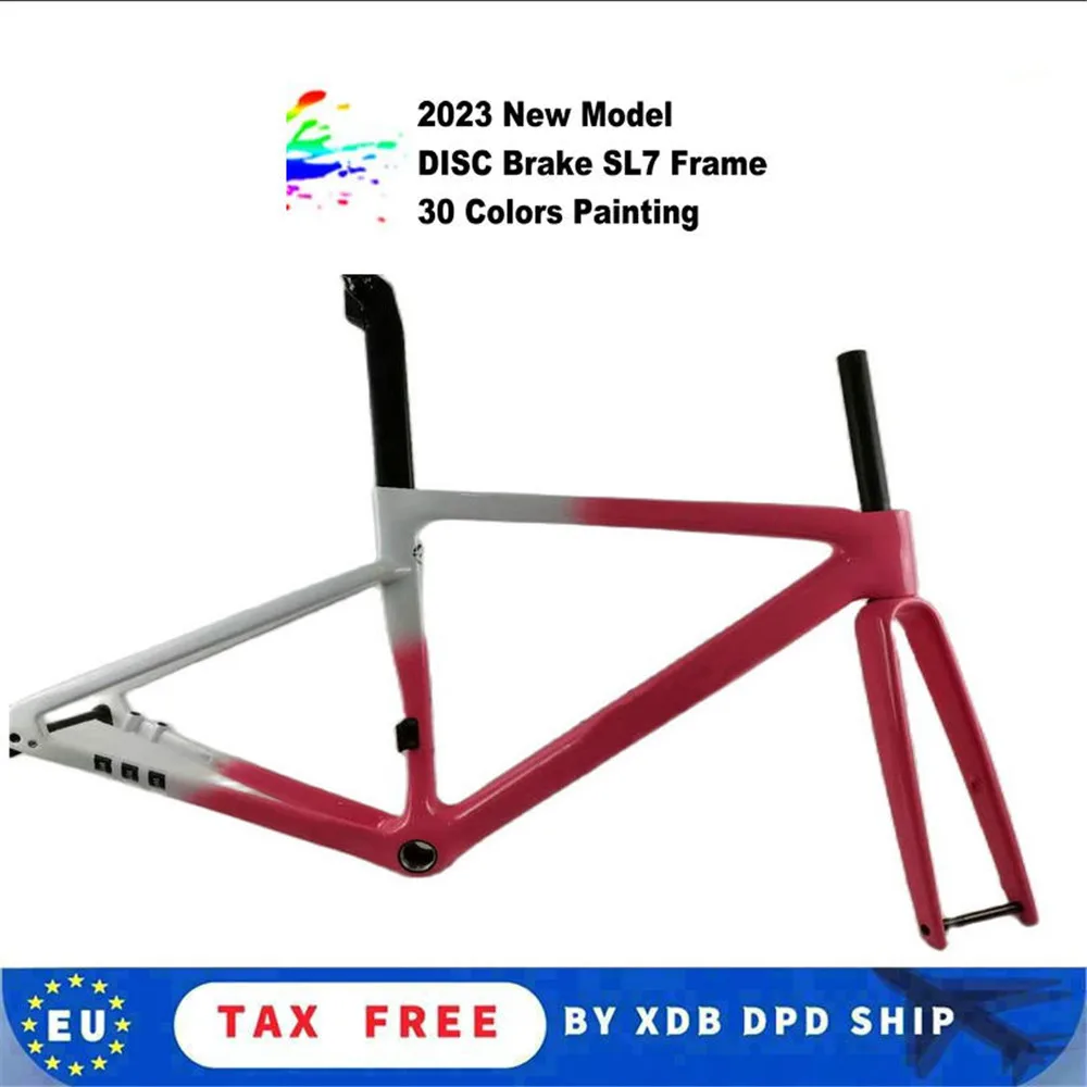 

T1000 Disc Brake Sl7 Road frames DISK Pink White Carbon bicycle Frameset bb68 Glossy With Handlebar DPD UPS