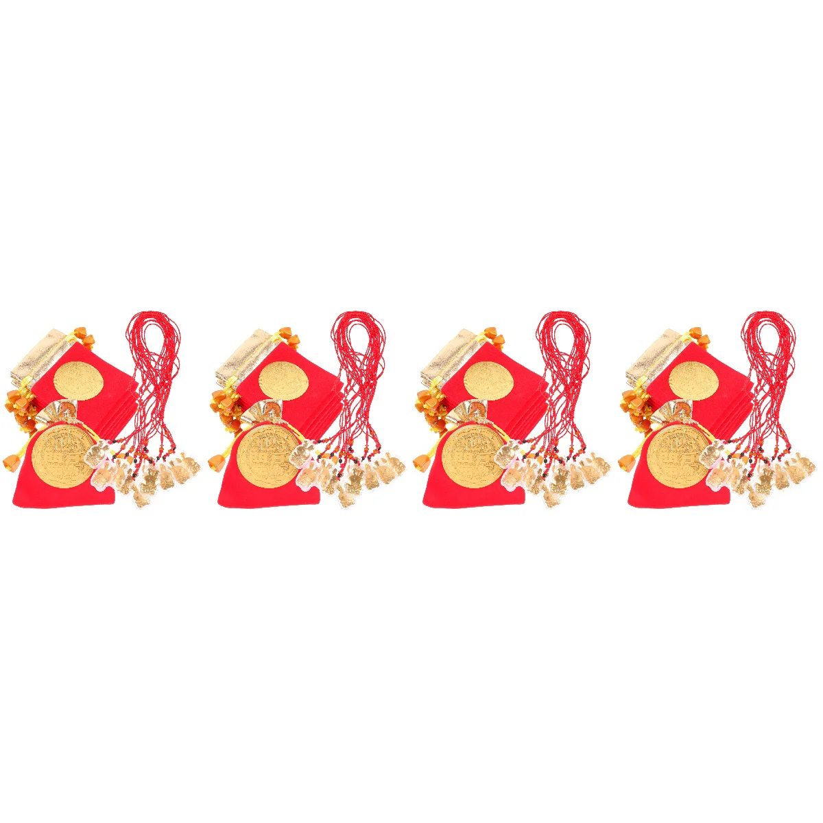 

40 sets of Rabbit Pendant with Red Rope Packing Pouches Necklace Pendants
