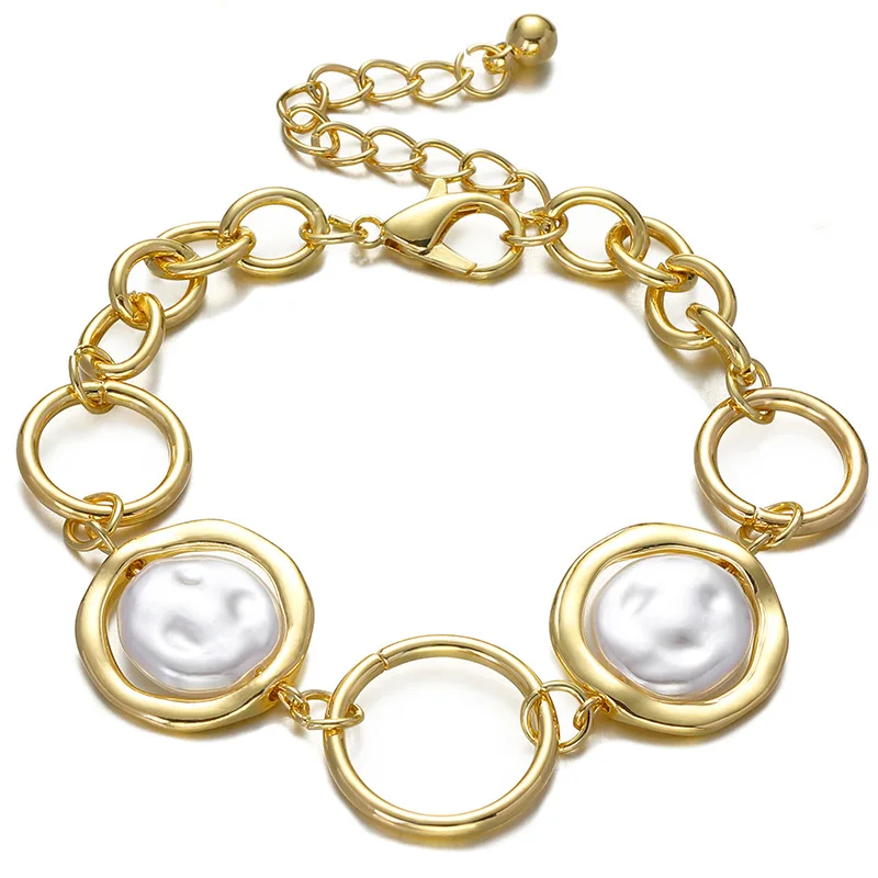 

Baroque Pearl Bracelet Fashion Alloy Chain Jewelry Niche Design Gold Plated Bracelet for Women Jewelry