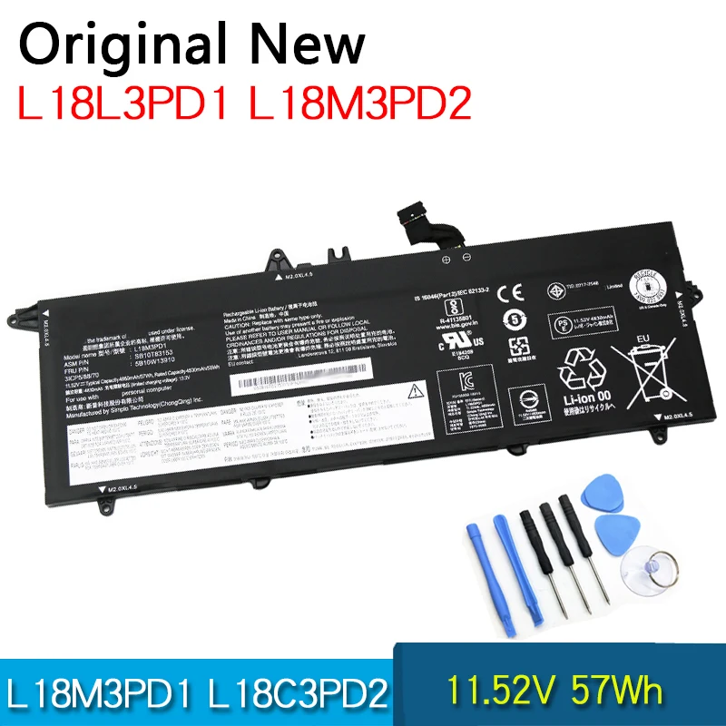 

NEW Original Battery L18M3PD1 L18L3PD1 L18M3PD2 L18C3PD2 For Lenovo ThinkPad T490s T495S T14S 11.52V 57Wh