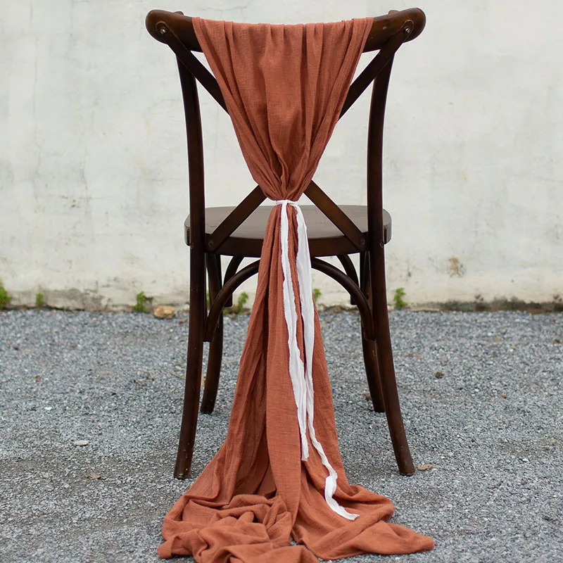 YEPQZQ Runnrtd-corredores de silla de decoración de boda, mantel de gasa de algodón reutilizable, corredores de mesa de cena, 62x300cm