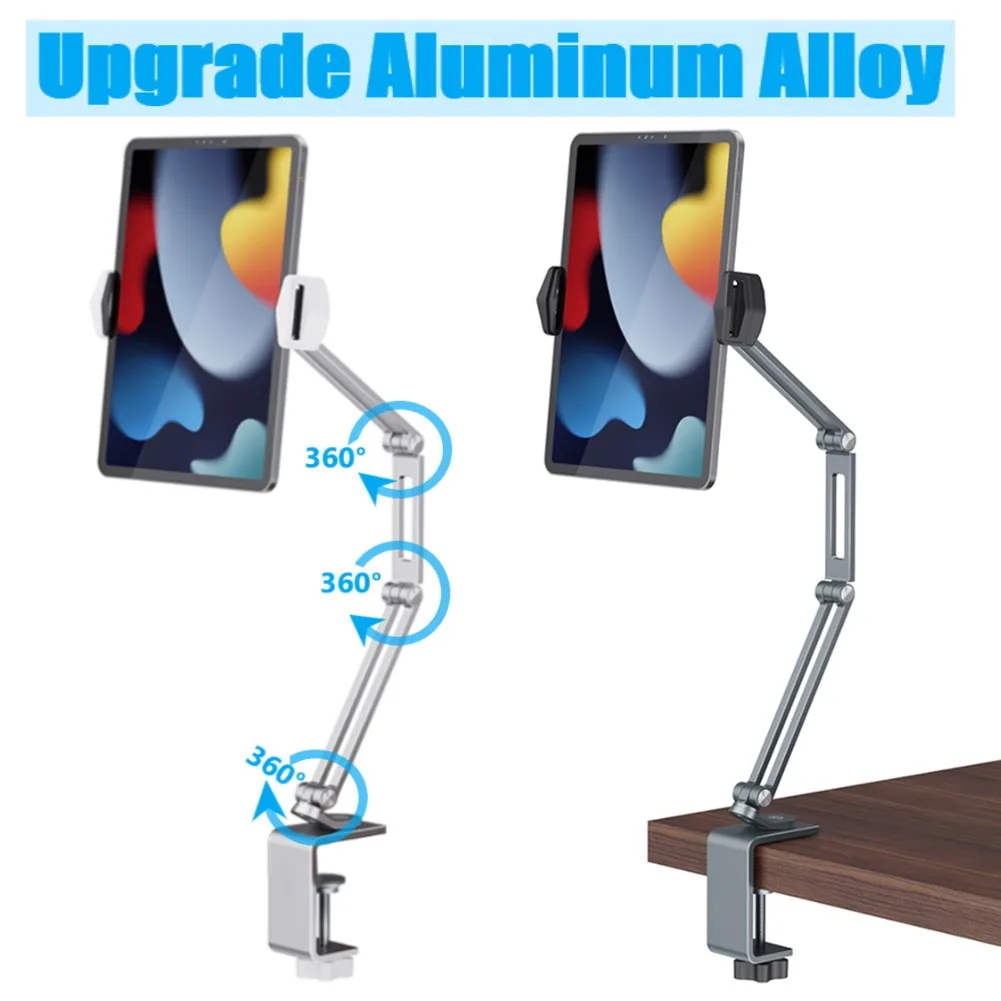 

360 Adjustable Bed Tablet Stand for 4-12.9 inches Mobile Phones Tablets Aluminum Alloy Lazy Arm Bed Desk Tablet Mount Support
