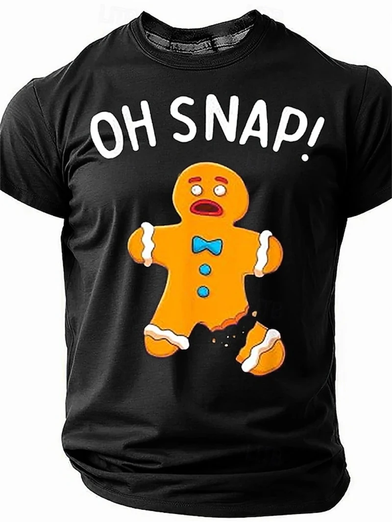Christmas Gingerbread Men 3D Printed Men's And Women's Short Sleeved T-shirt Summer Casual New Year Xmas Gifts For |