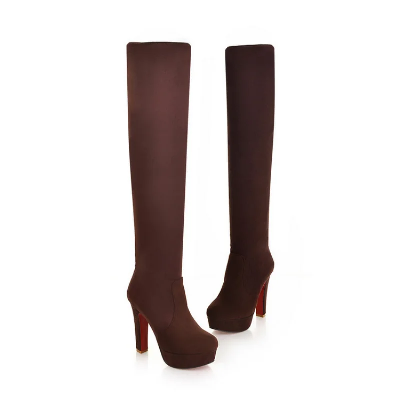 Plus Size Sexy Over The Knee Boots Warm Women Boots Platform Women Shoes High Heels Slim Thigh High Boots Female Winter Boots