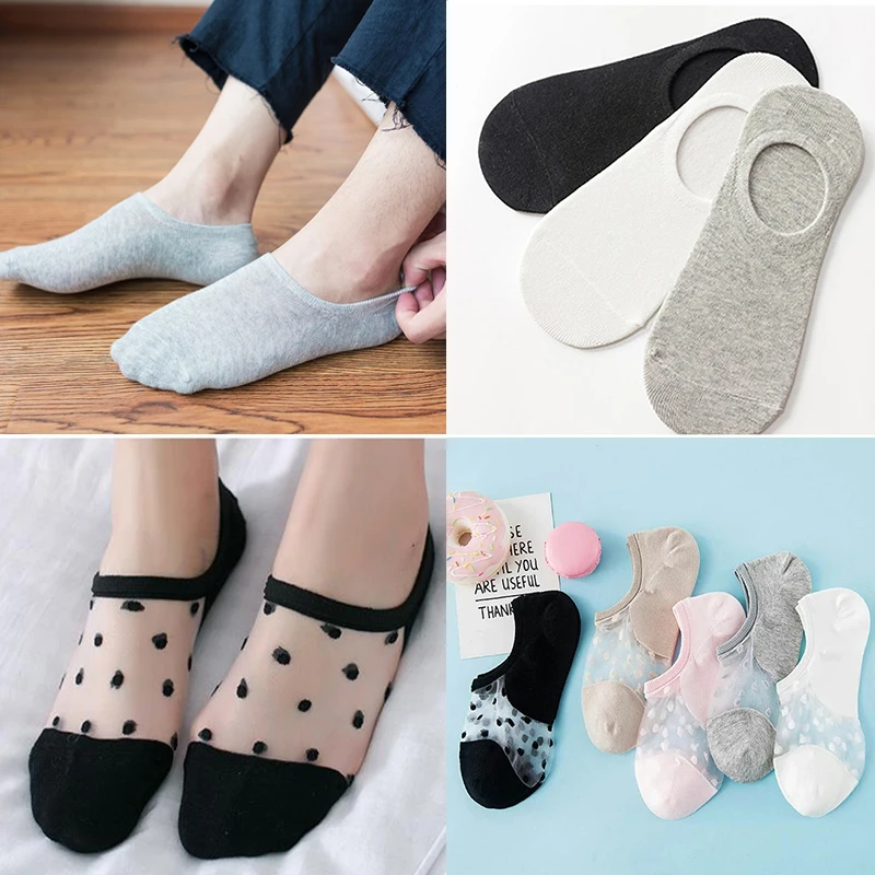 

2/3/4/5Pair Socks Women Breathable Comfortable Cotton Sports Short Socks Harajuku Solid Color Ankle Silk Invisible Boat Socks
