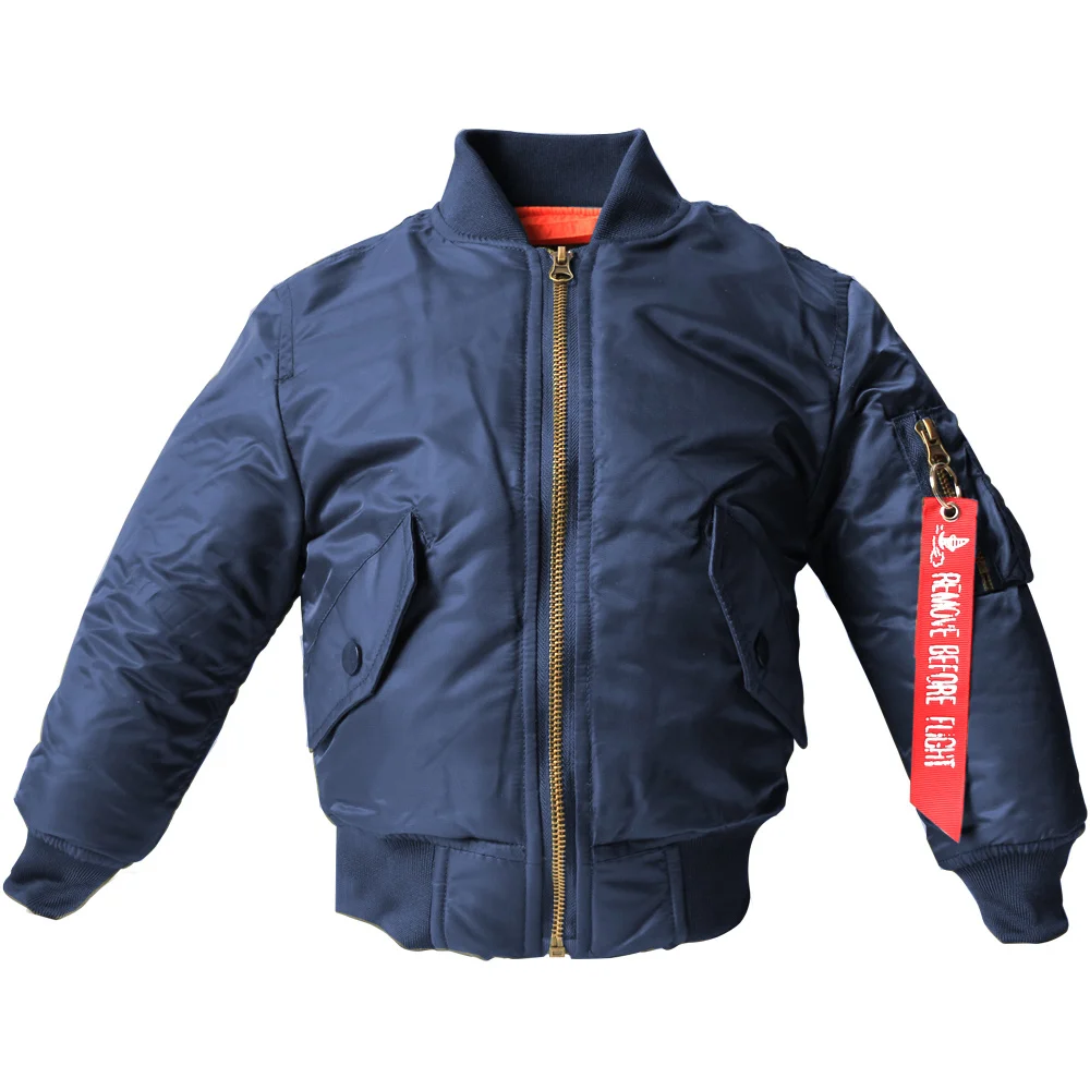 

2023 Thick Winter 2-12 years old Kids bomber flight jacket ma-1 pilot air force baby boys padded kids child baseball puffer coat