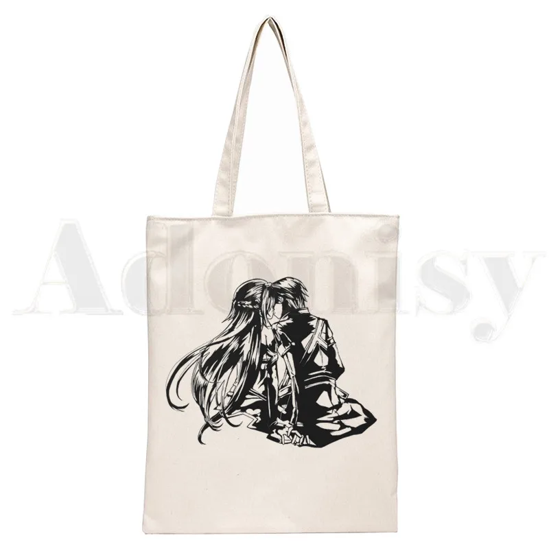 Anime Sword Art Online SAO Kirito Yuuki Asuna Handbags Cloth Canvas Tote Bag Women Eco Reusable Shoulder Shopper Bags Bolsas