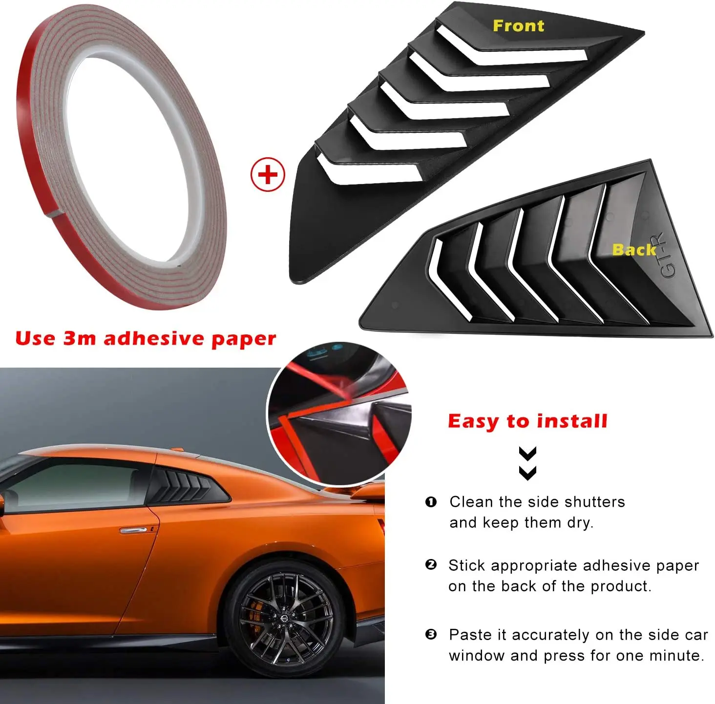 Матовый черный солнцезащитный козырек с боковыми окнами MX в стиле GT Lambo для 2008-2017