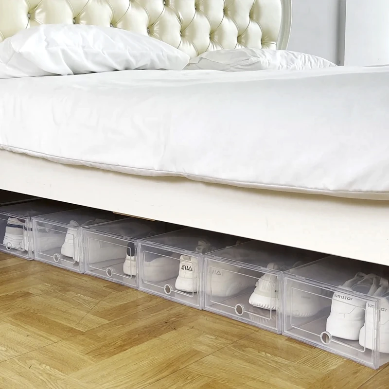 

Shoes Case Thickened Transparent Drawer 6pcs/Set Fold Plastic Case Plastic Shoe Boxes Stackable Box Shoe Organizer Shoebox