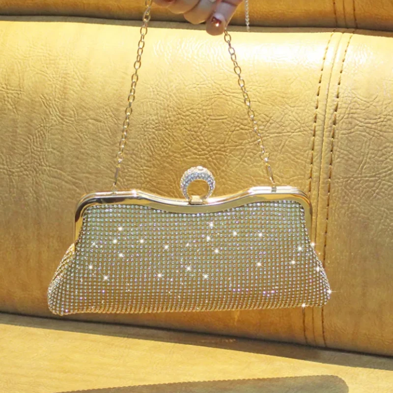 2023 new diamond-encrusted dinner bag chain bag diamond clutch bag rhinestone woman's bag party dress small bag bride's bag