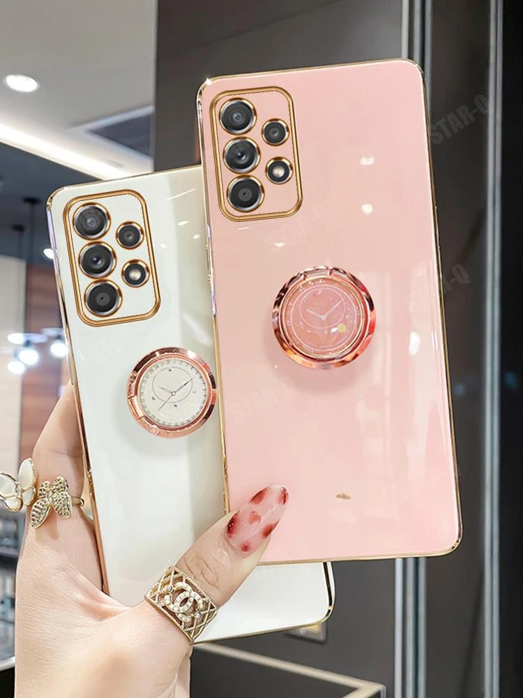 

Ring Holder For Samsung Galaxy A53 A13 A23 A52 A32 A72 A73 A12 A51 A71 4G 5G Plating Square Silicone Cover A 53 33