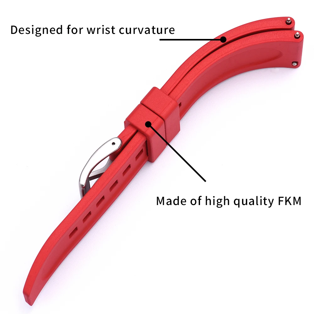 Premium Grade Vulcanized FKM Watch Strap 20mm 22mm 24mm Quick Release Fluorine Rubber Watchbands