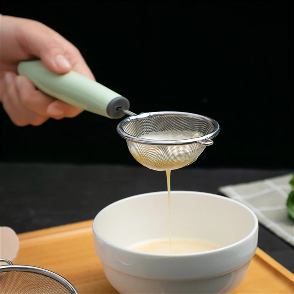 

Stainless Hanging Ear Design Kitchen Accessories Fine Mesh Mesh Sieve Stainless Steel Corrosion Resistance Filter Kitchen Tools