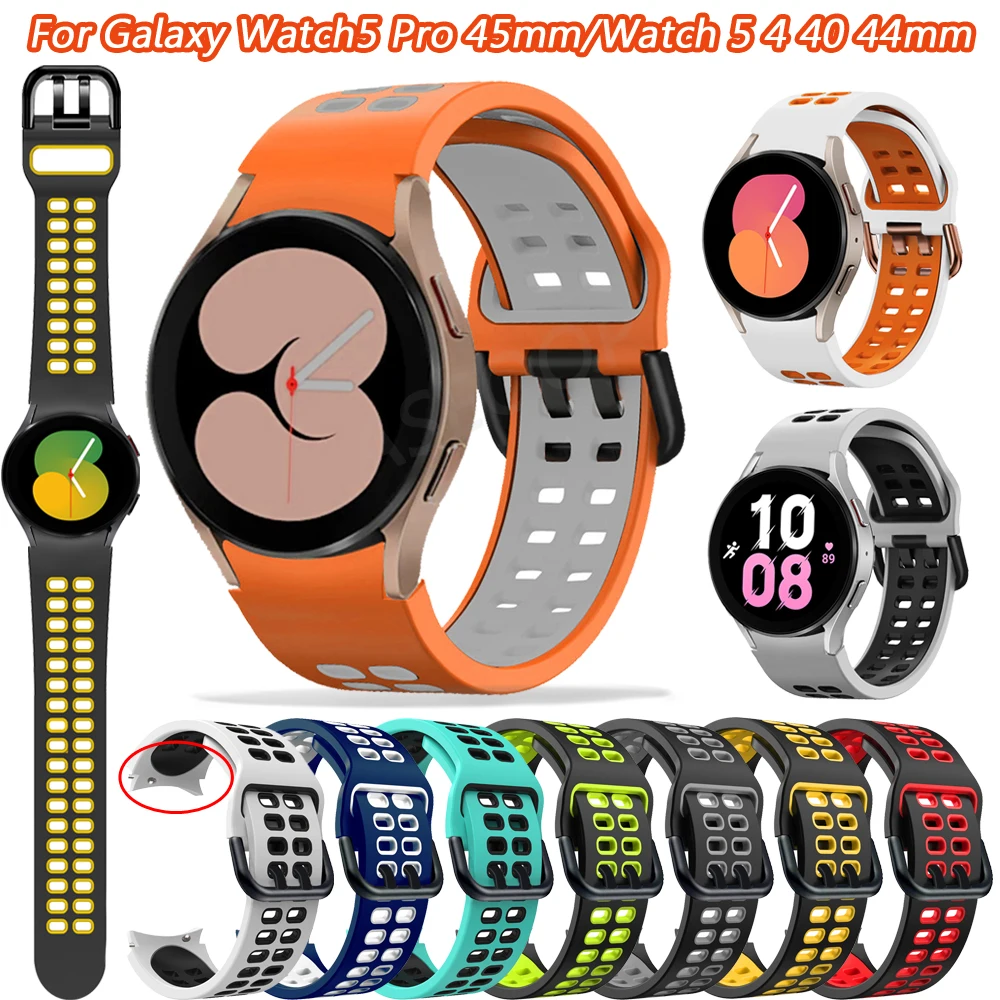 

Ремешок силиконовый для Samsung Galaxy Watch 5/4 44 мм 40 мм Galaxy4 Classic 46 42 мм, спортивный браслет для наручных часов 5 Pro 45 мм